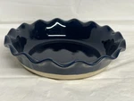 Emile Henry French Ceramic Artisan Ruffled Pie Dish Navy Blue Bakeware France. Fixed Price $29.90.