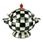 Mackenzie-childs Courtly Check Tureen 9.75" Tall New No Box. Fixed Price $240.00.