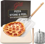 Hans Grill Pizza Stone Pro Xl 15X12" + Aluminum Peel Oven Bbq Baking -ob. Fixed Price $24.99.