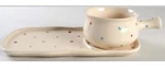 Set Of 2 Temptations Cream Polka Dot Soup & Sandwich Bowls Trays New. Fixed Price $84.99.