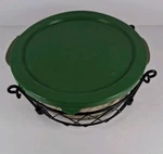 Temptations By Tara Old World Green 1.5 Qt Baker With Cover, Stand & Trivet. Fixed Price $24.99.