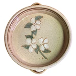 Vintage Studio Pottery Stoneware Baking Dish Dogwood Floral Signed 10.5". Fixed Price $28.99.