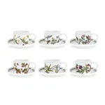 Portmeirion Botanic Garden Drum Shaped Teacups & Saucers - Set Of 6. Fixed Price $186.00.