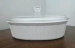 Corningware F-12-B French White Oval Casserole Baking Dish, Glass Lid F-12-C. Fixed Price $18.95.
