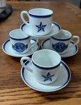 Vintage La Maison Roshco, Inc. Set Of 4 Demitasse Cups And Saucers - 8 Pieces. Fixed Price $42.00.