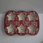 Temptations By Tara Cranberry Floral Lace Star Cupcake Muffin Ceramic Pan. Fixed Price $30.00.