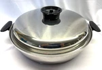 Townecraft Chef's Ware 12" Skillet Fry Pan Multi-core T304 Ss W/ Lid Made In Usa. Fixed Price $100.00.