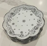 Gorgeous Temptations Silver Snowflake Christmas Eve 8" Salad Plates. Fixed Price $12.00.
