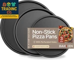 Bakken Swiss Pizza Tray Set 3-PIECE Gray Coating, Non-stick, Round Steel. Fixed Price $23.99.