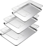 Baking With Cooling Rack Set Of 6, 3 Premium Stainless Steel Cookie Sheets. Fixed Price $33.49.