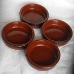Set Of 4 Cermer Glazed Clay Ramekin Brulee Dessert Sauce Dips Dishes Hot Or Cold. Fixed Price $17.50.