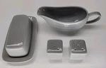 10 Strawberry Street - Butter Dish, Gravy Boat & Salt Pepper Shakers Set Gray. Fixed Price $16.77.