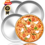 Teamfar Pizza Pan, 12 Inch Set Round Oven 4 Pcs, Silver. Fixed Price $34.99.