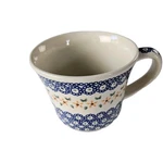 Boleslawiec Zaklady Polish Pottery Mug Peacock Pattern With Orange Star Flower. Fixed Price $19.99.