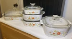 Corningware Wildflower Pcs Set A-10-B, A-3-B, A-2-B, A-1-B With Lids Euc. Fixed Price $150.00.