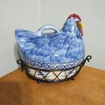 Temptations By Tara Old World Blue Chicken Hen Nest Casserole Dish 1.5 Qt. Fixed Price $24.00.