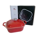 Staub 2.5 Qt Cherry Red 9" Square Baking Dish With Lid & Box, New. Fixed Price $80.00.
