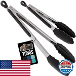 Gorilla Grip Stainless Steel Heat Resistant Kitchen Tongs For Cooking Set Of 2. Fixed Price $19.79.
