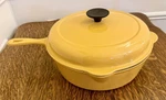 Creuset #27 Cassadou Yellow Pan With Lid Vintage Skillet. Fixed Price $99.00.