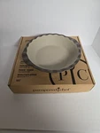 Pampered Chef 1447 Deep Dish Pie Plate Stone Gray New Box. Fixed Price $35.00.
