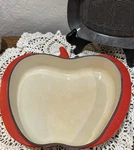 Creuset Heart Enameled Cast Iron Casserole 2 Qt Double Handle Red. Fixed Price $98.00.