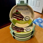 3 Green Life 9 Round Cake Pans Healthy Ceramic Nonstick New W/ Packaging. Fixed Price $28.00.