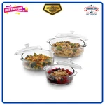 Libbey Baker's Basics 3-PIECE Glass Casserole Dishes With Lids Set Oven. Fixed Price $78.50.
