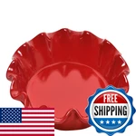 Emile Henry Made In France Burgundy Ruffled Pie Dish 10.5 X2.5 346187. Fixed Price $72.88.