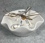 Mud Pie Nacho Ordinary Salsa Dish Embossed Spoon Set Serve Ware White Ceramic. Fixed Price $24.99.