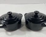 Le Creuset Mini Round Cocotte Oz Black Stoneware Of 2. 18-20 And 18.29. Fixed Price $29.00.