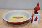 Le Creuset 2 Pc Baking 9" Round Pie Plate & Matching Bird Cerise New. Fixed Price $73.00.