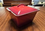 Creuset Enameled Cast Iron Cerise Red Square Terrine Loaf Baker Rare!. Fixed Price $279.95.