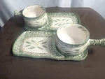 Temptations Oven/tableware Old World Green Set Of 4 Soup Bowls & Sandwich Plates. Fixed Price $45.00.