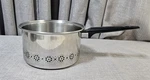Vintage Ekco Quart Sauce Pan 3-PLY Stainless Steel Black Floral Band Usa. Fixed Price $25.00.