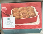 Martha Stewart Collection Ceramic Bakeware Rectangular Casserole With Lid Red. Fixed Price $65.00.