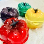 Creuset Petite Bell Pepper Cocotte 12.5CM Casserole Of 4 Stoneware. Fixed Price $239.88.