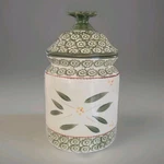 Temptations Old World Green Cookie Jar Canister Flower Knob. Fixed Price $19.98.