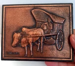 Copper Plate Wall Hanging Embossed Decor Vintage 3D Sri Lanka Cart Bull Old. Fixed Price $59.99.