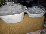 Corningware Square Floral Casserole Dish 3L W/ Glass Lid Handles White/purple. Fixed Price $49.95.