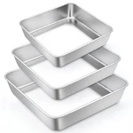 Teamfar Square Cake Pan, 6/8 Inch Stainless Steel 6'' & 8'' 9'', Silver. Fixed Price $33.11.