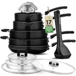 Nutrichef 17PCS Set Modern Kitchen Cookware Non-stick Pfoa Free & Glass Lids. Fixed Price $123.99.