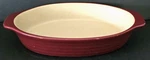 Pampered Chef Small Oval Stoneware Cranberry Family Heritage Usa 9.75" Vguc!. Fixed Price $23.99.