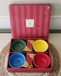 Department 56 Stoneware Christmas Ornament Shaped Bowls/ Cups Set Of 4 Colors. Fixed Price $25.00.