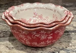 THREE(3) Temptations By Tara Nesting Holiday Red Floral Lace Bowls 1,1.5,2.0 Qt. Fixed Price $58.00.