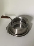 Alessi Stainless Steel 18-8 4097 Butter Pot W/ Wooden Handle & Tray Made Italy. Fixed Price $65.00.