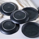Porto Brasil Oval Dessert Plate Stoneware Matte Black 7.6 Set Of. Fixed Price $58.99.