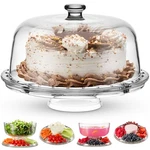 Godinger 6-IN-1 Cake Stand Serving Platter Dome Lid Punch Bowl & Salad. Fixed Price $119.09.