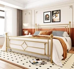 Antique Gold King Size Metal Headboard Footboard Vintage Bed Decor Clover Swirl. Fixed Price $389.97.