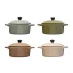 Creative Co-op Stoneware Mini Bake Pans With Lids, Set Of 4 Colors. Fixed Price $59.99.