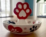Temptations Pawfetti Heart Handled 6" Cat Feeding / Watering Bowl. Fixed Price $10.99.